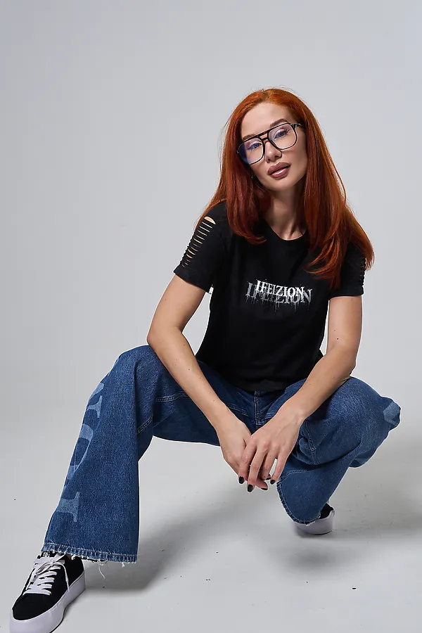 Футболка 7502 НАТАЛИ, черный винтаж+бабочка - фото 2