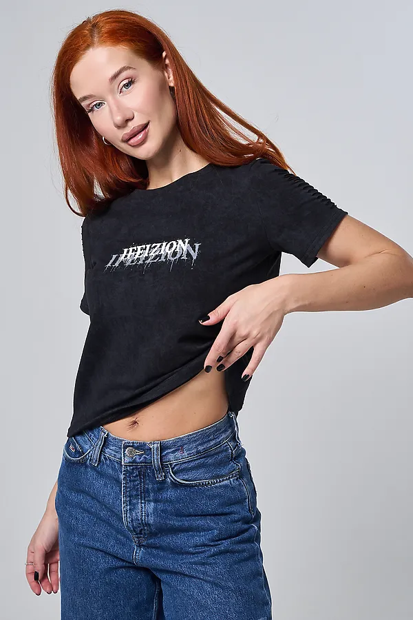 Футболка 7502 НАТАЛИ, черный винтаж+бабочка - фото 2