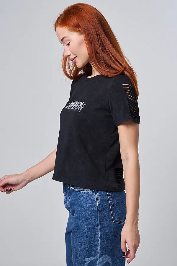 Футболка 7502 НАТАЛИ, черный винтаж+бабочка - фото 2