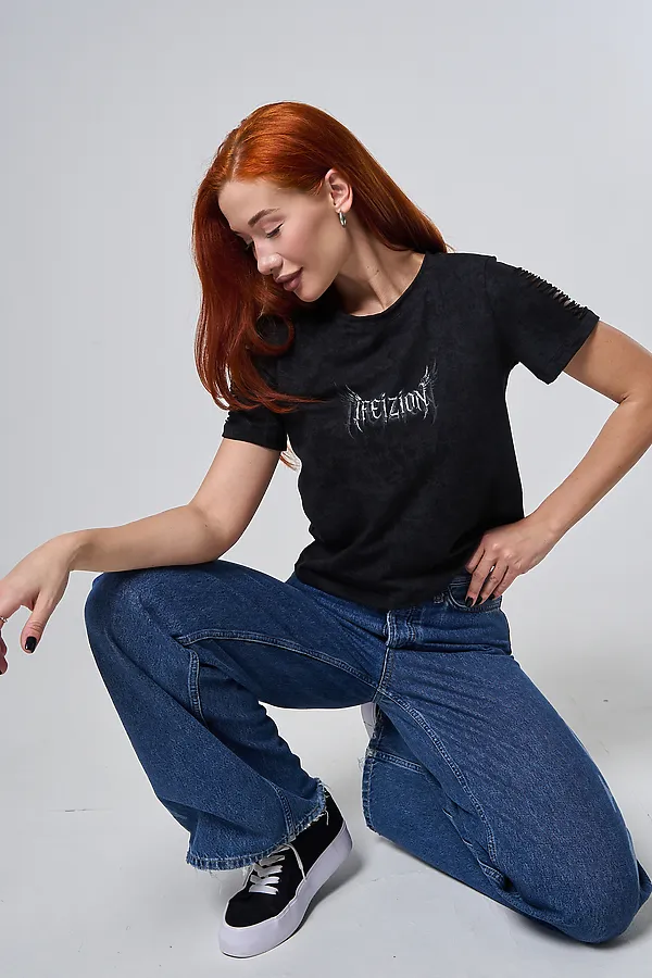 Футболка 7502 НАТАЛИ, черный винтаж+крылья - фото 2