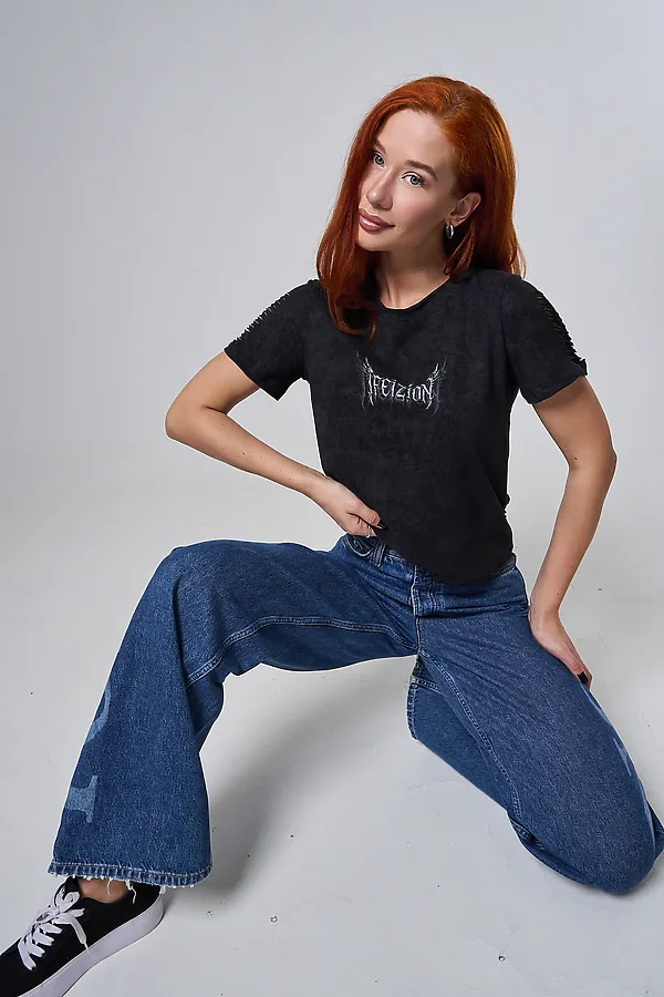 Футболка 7502 НАТАЛИ, черный винтаж+крылья - фото 2