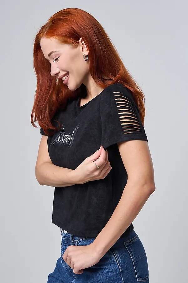 Футболка 7502 НАТАЛИ, черный винтаж+крылья - фото 2