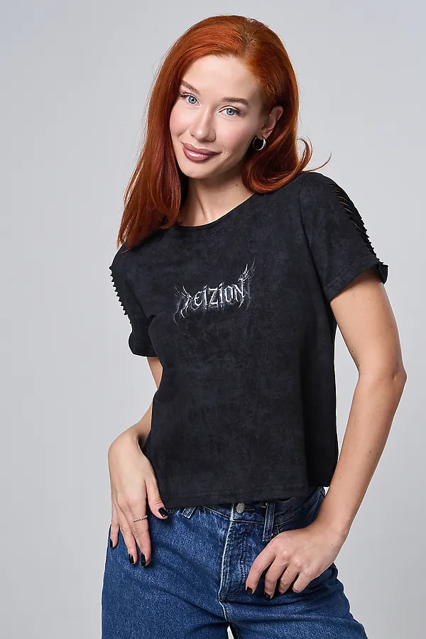 Футболка 7502 НАТАЛИ, черный винтаж+крылья - фото 2