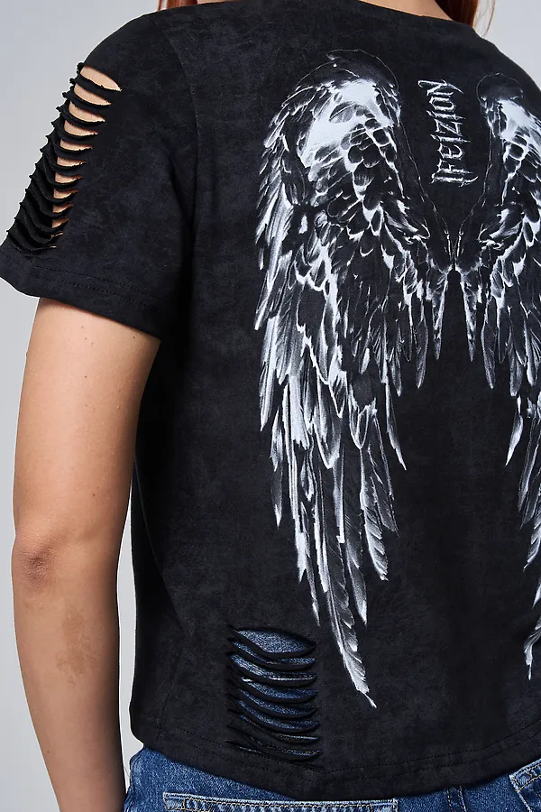 Футболка 7502 НАТАЛИ, черный винтаж+крылья - фото 2