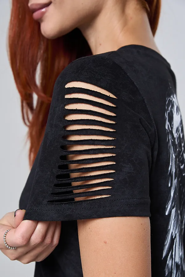 Футболка 7502 НАТАЛИ, черный винтаж+крылья - фото 2