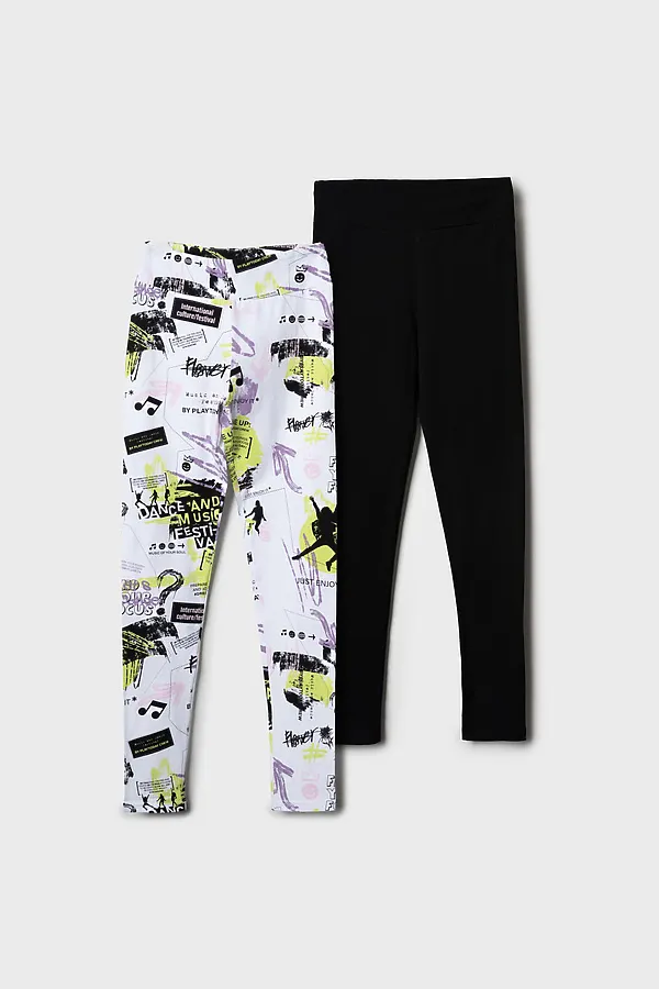 Брюки трикотажные для девочек (легинсы), 2 пары в комплекте PLAYTODAY, разноцветный - фото 2