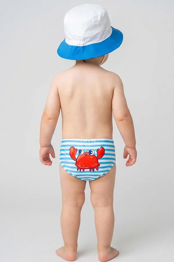 Комплект детский для мальчиков: плавки трикотажные, панама текстильная PLAYTODAY, белый,голубой - фото 2