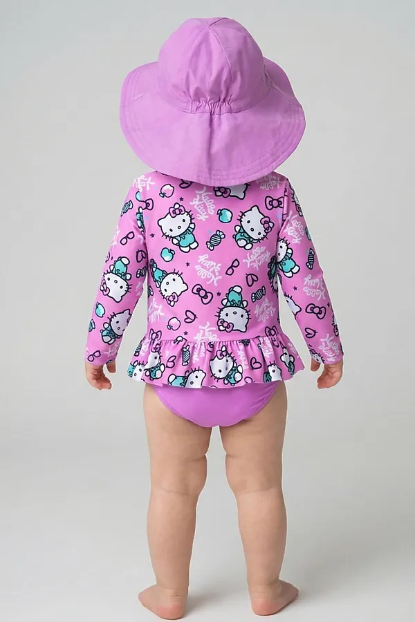 Комплект детский для девочек: плавательный костюм трикотажный, панама текстильная PLAYTODAY, разноцветный - фото 2