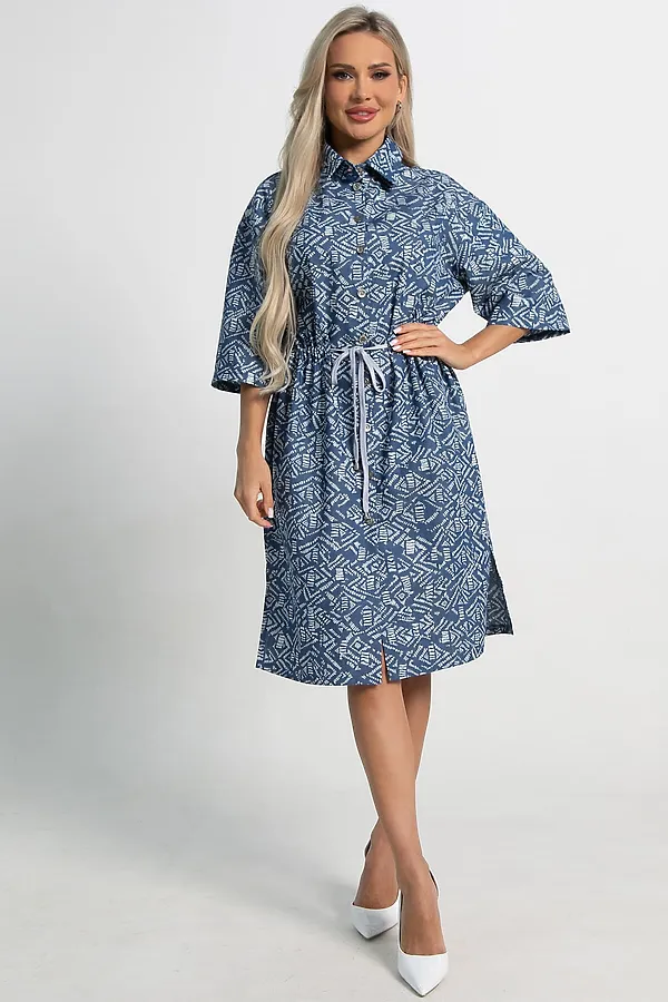 Платье хлопковое Стоун LADY TAIGA, синее - фото 2