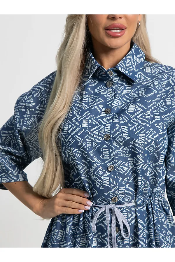 Платье хлопковое Стоун LADY TAIGA, синее - фото 2