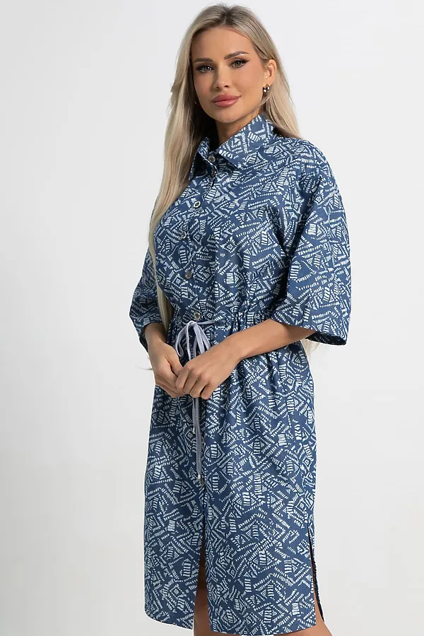 Платье хлопковое Стоун LADY TAIGA, синее - фото 2