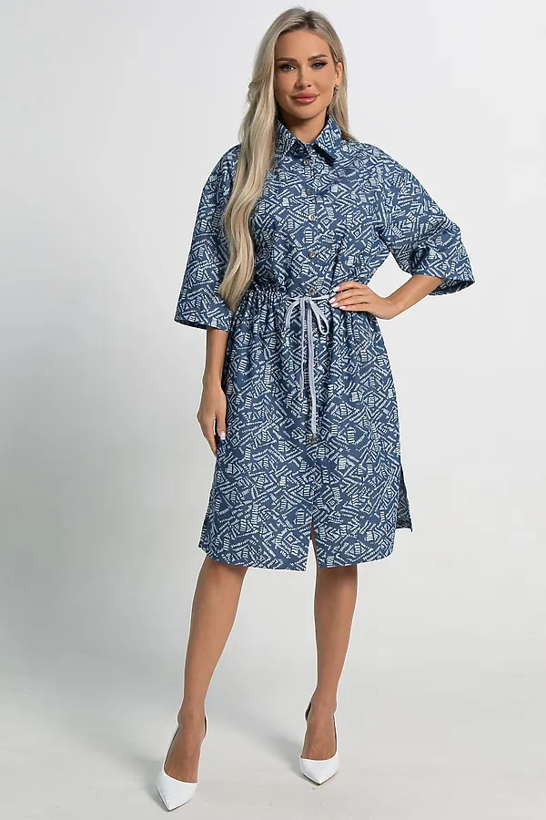Платье хлопковое Стоун LADY TAIGA, синее - фото 2