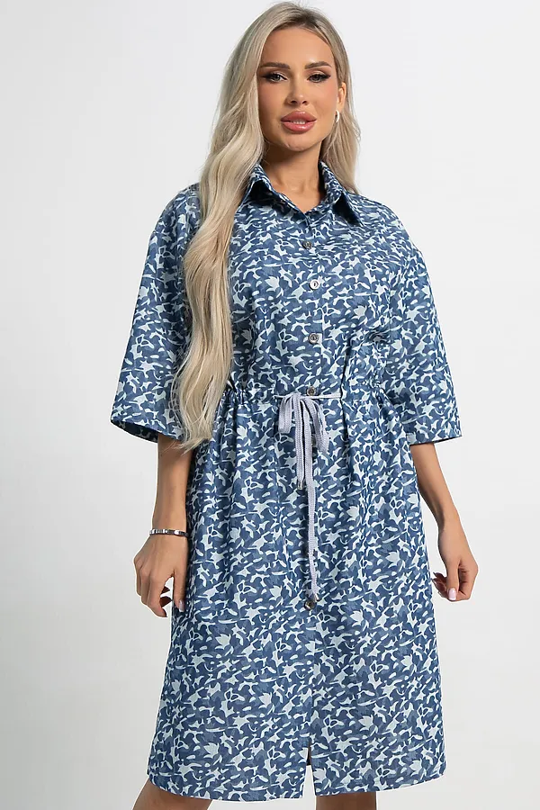 Платье хлопковое Стоун LADY TAIGA, сине-белое - фото 2