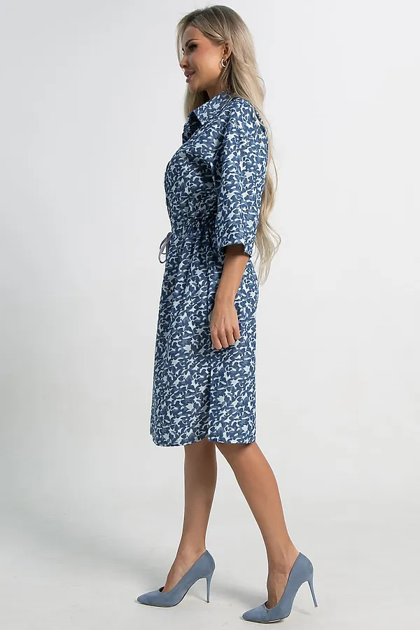 Платье хлопковое Стоун LADY TAIGA, сине-белое - фото 2