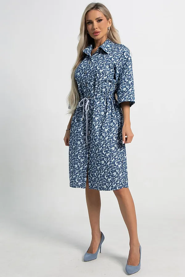 Платье хлопковое Стоун LADY TAIGA, сине-белое - фото 2