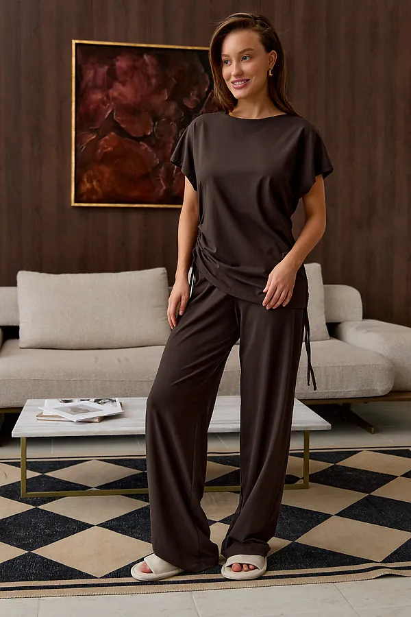 Костюм с брюками Завязка НАТАЛИ, коричневый - фото 2