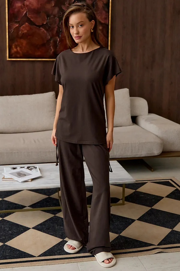 Костюм с брюками Завязка НАТАЛИ, коричневый - фото 2