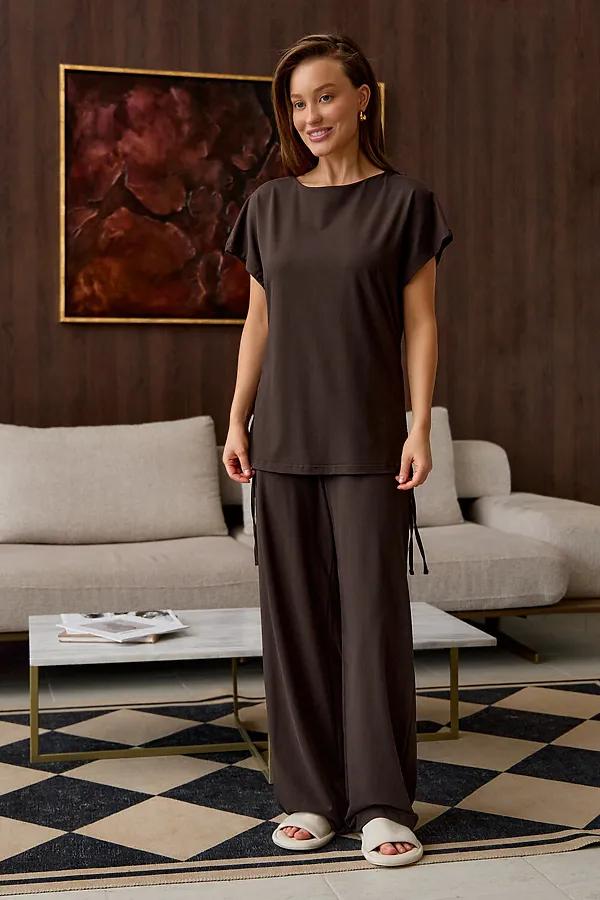 Костюм с брюками Завязка НАТАЛИ, коричневый - фото 2