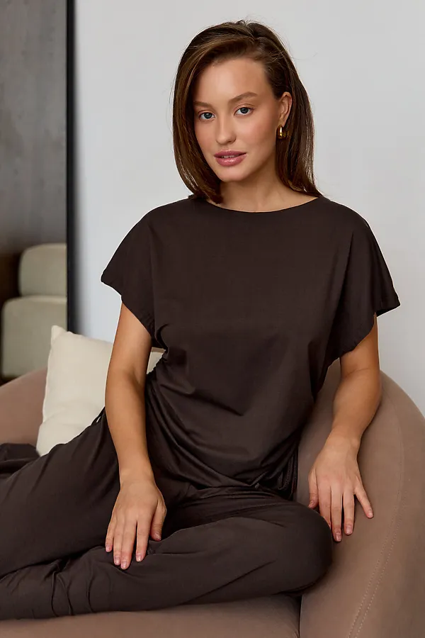 Костюм с брюками Завязка НАТАЛИ, коричневый - фото 2