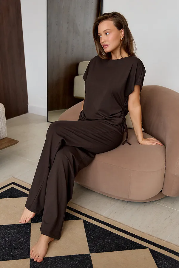 Костюм с брюками Завязка НАТАЛИ, коричневый - фото 2