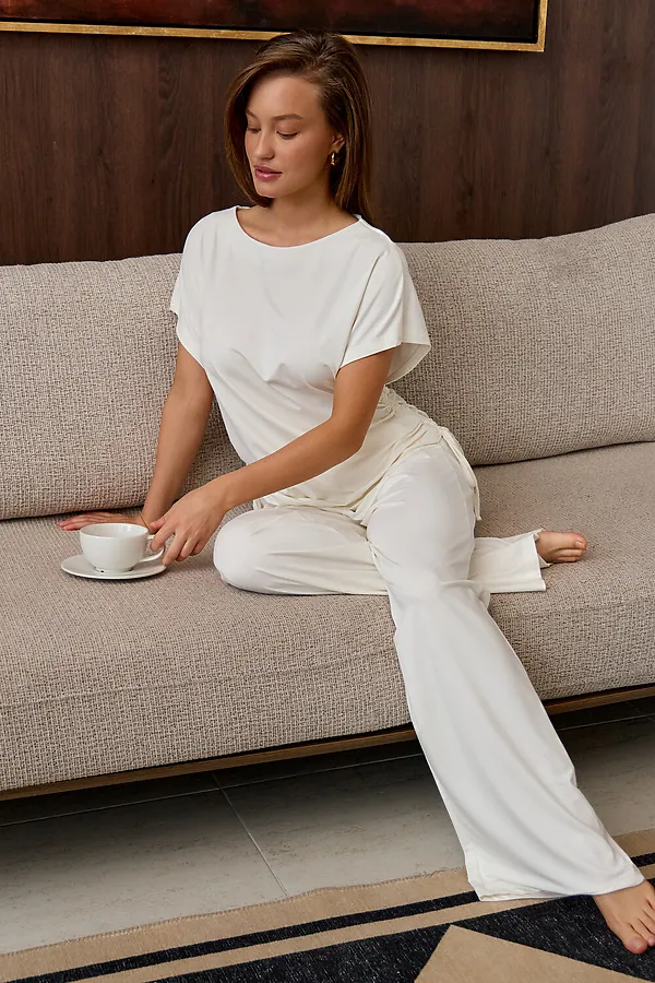 Костюм с брюками Завязка НАТАЛИ, молочный - фото 2