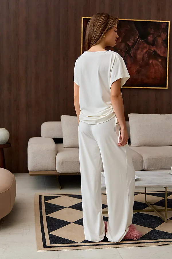 Костюм с брюками Завязка НАТАЛИ, молочный - фото 2