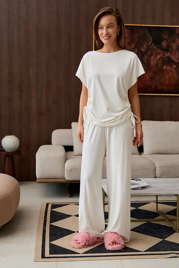 Костюм с брюками Завязка НАТАЛИ, молочный - фото 2