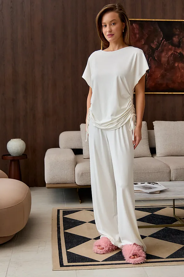 Костюм с брюками Завязка НАТАЛИ, молочный - фото 2