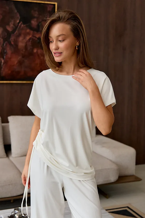 Костюм с брюками Завязка НАТАЛИ, молочный - фото 2