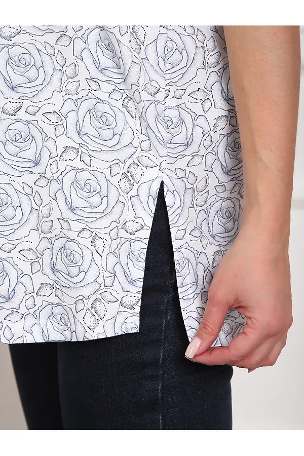 Рубашка 5005 НАТАЛИ, белый+розы - фото 2