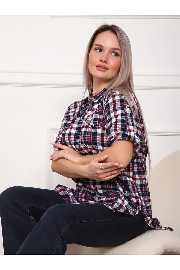 Туника 5004 НАТАЛИ, клетка синяя - фото 2