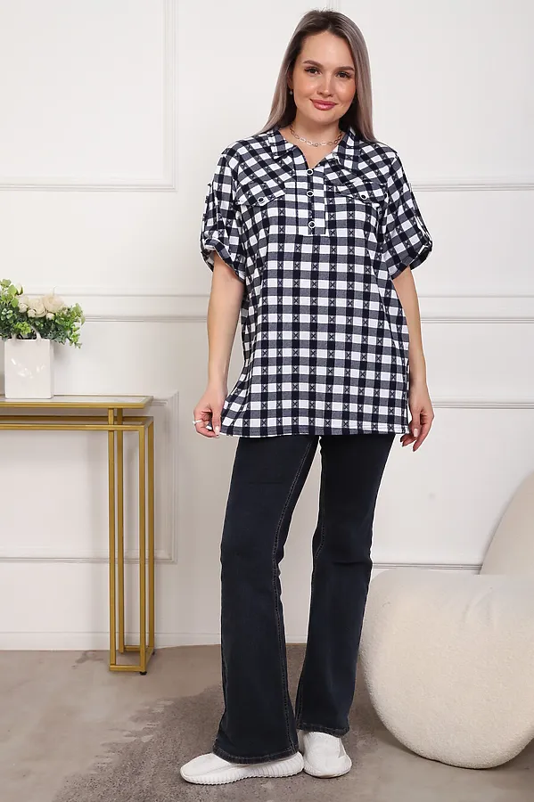 Туника 5004 НАТАЛИ, черный/клетка - фото 2