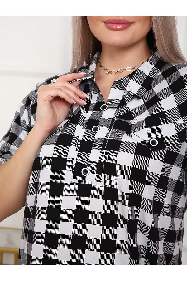 Туника 5004 НАТАЛИ, черный/клетка - фото 2