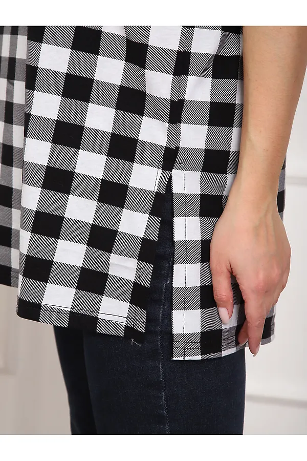 Туника 5004 НАТАЛИ, черный/клетка - фото 2