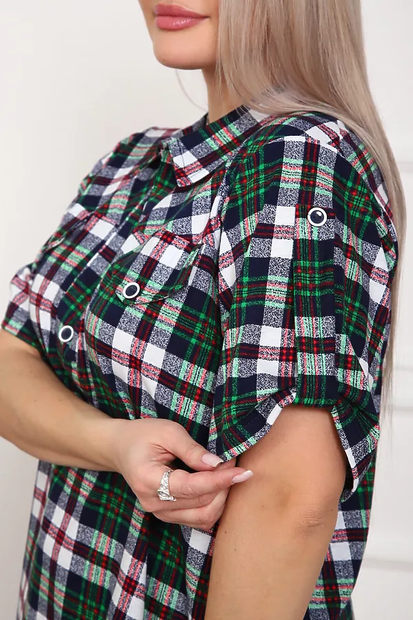 Туника 5004 НАТАЛИ, зеленый/клетка - фото 2