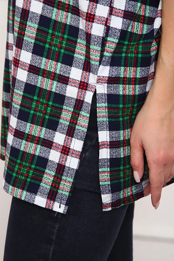 Туника 5004 НАТАЛИ, зеленый/клетка - фото 2