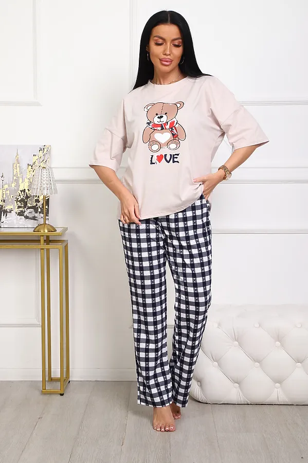 Пижама с брюками 5002 НАТАЛИ, черно-белый - фото 2