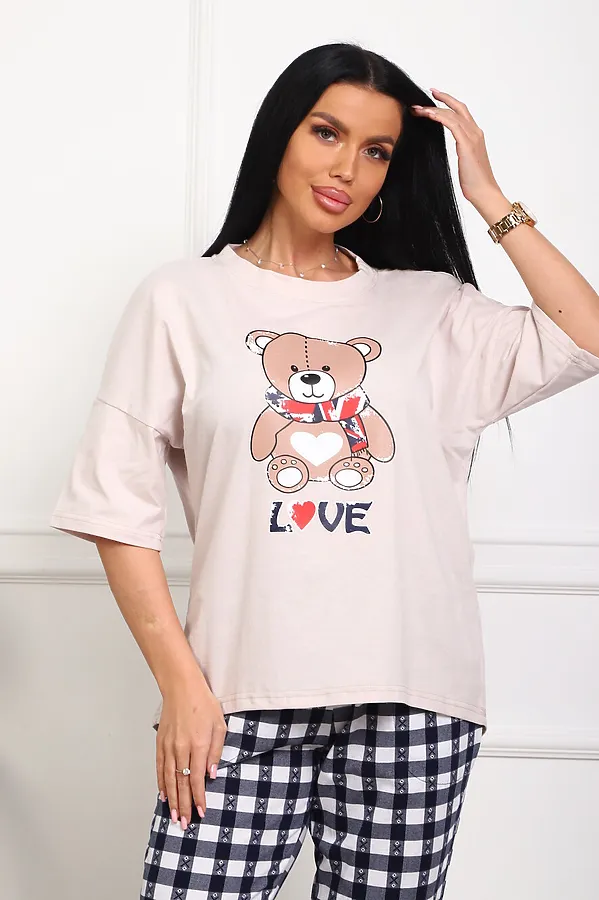 Пижама с брюками 5002 НАТАЛИ, черно-белый - фото 2