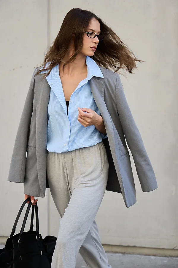 Рубашка оверсайз в полоску хлопковая НАТАЛИ, голубой - фото 2