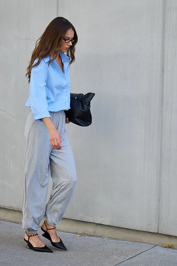 Рубашка оверсайз в полоску хлопковая НАТАЛИ, голубой - фото 2