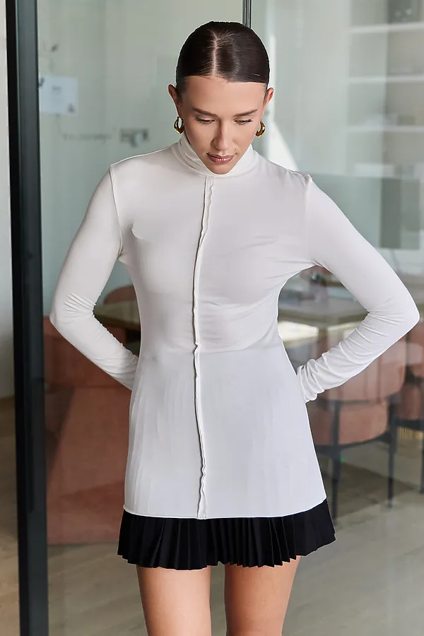 Водолазка облегающая с необработанными швами НАТАЛИ, молочный - фото 2