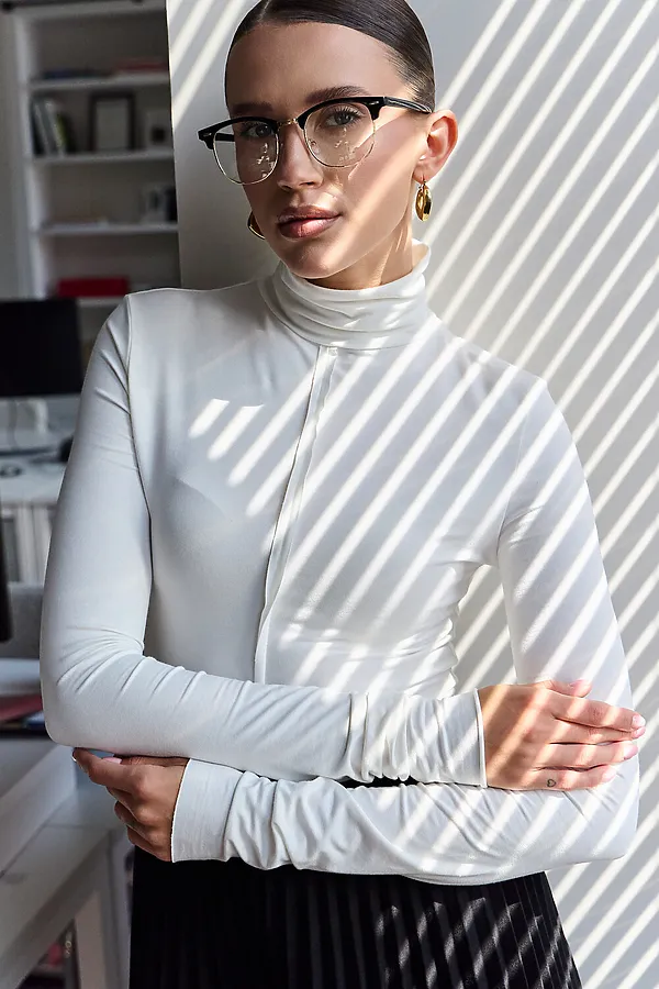 Водолазка облегающая с необработанными швами НАТАЛИ, молочный - фото 2