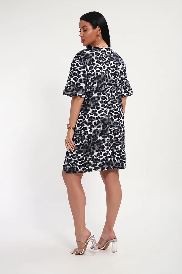 Футболка арт. 797 НАТАЛИ, леопард-черный - фото 2