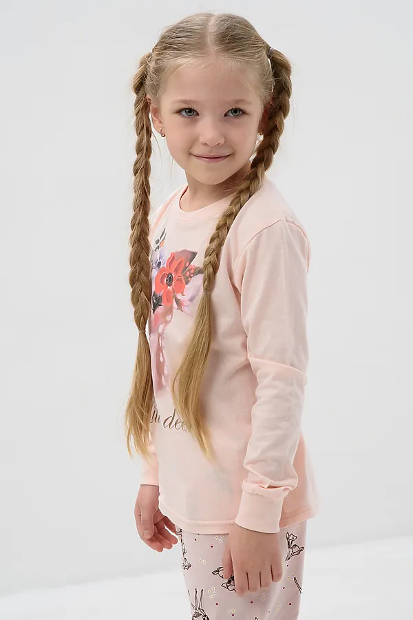 Пижама с брюками Кулирка с рибаной длинный рукав НАТАЛИ, лесной олень - фото 2