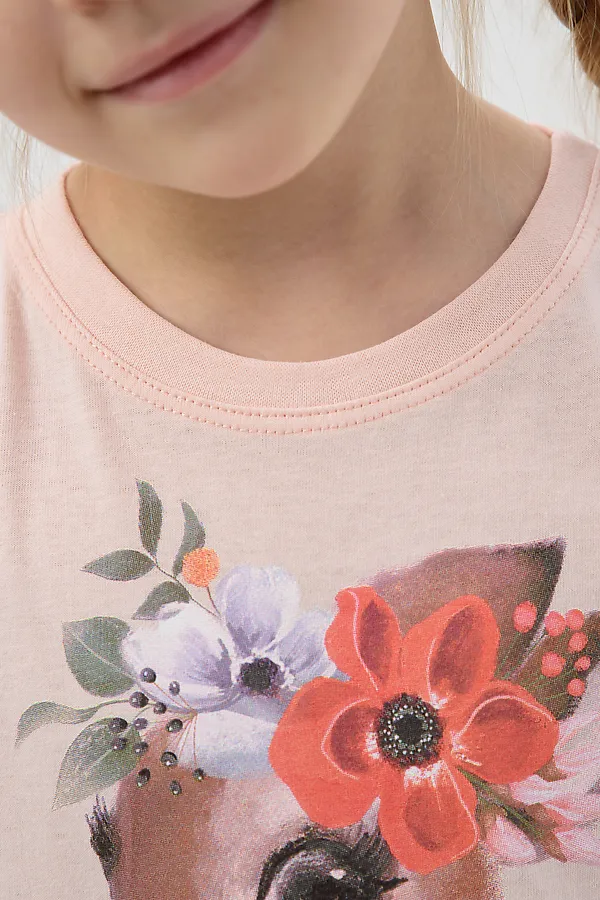 Пижама с брюками Кулирка с рибаной длинный рукав НАТАЛИ, лесной олень - фото 2