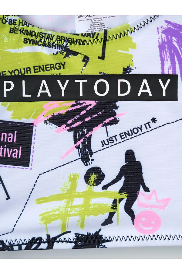 Комплект для девочек: купальный костюм трикотажный, шорты текстильные плавательные PLAYTODAY, разноцветный - фото 2