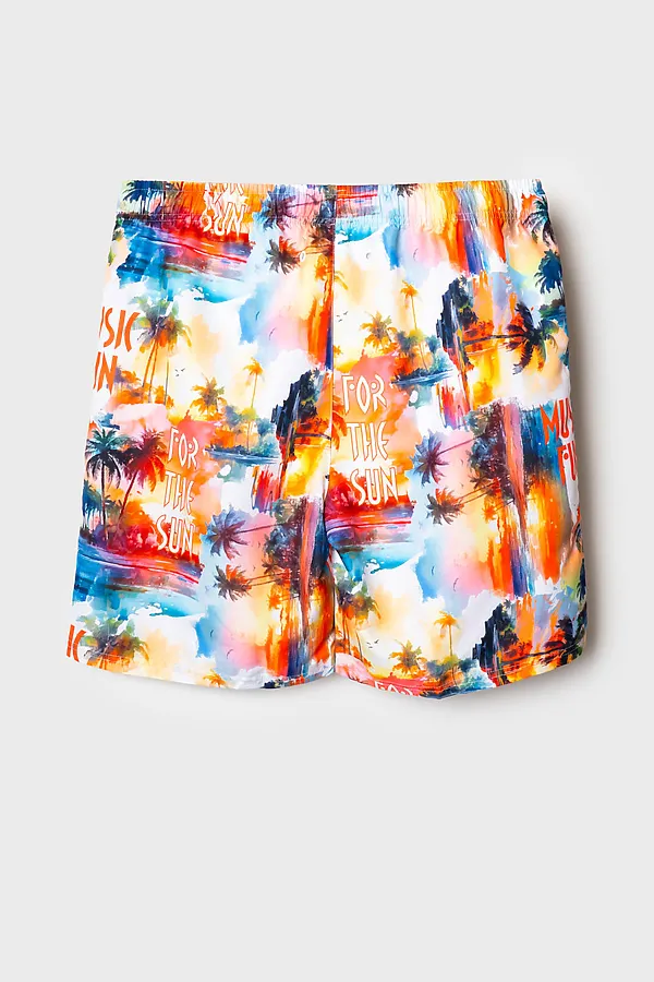 Шорты текстильные плавательные для мужчин, длинные PLAYTODAY, белый,оранжевый - фото 2