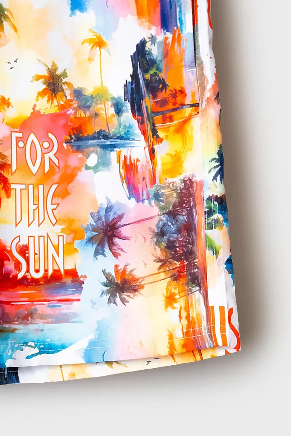 Шорты текстильные плавательные для мужчин, длинные PLAYTODAY, белый,оранжевый - фото 2