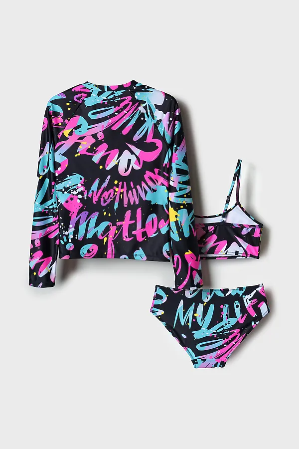 Комплект трикотажный для девочек: купальный костюм, фуфайка (футболка) для плавания PLAYTODAY, разноцветный - фото 2