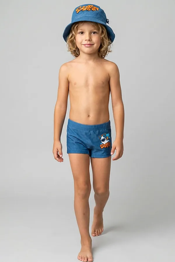Комплект для мальчиков: плавки-шорты трикотажные, панама текстильная PLAYTODAY, голубой - фото 2